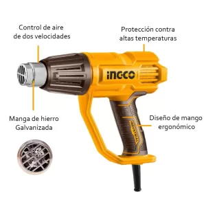 Pistola Calor 2000w Aire 3 Temperatura Regulable INGCO