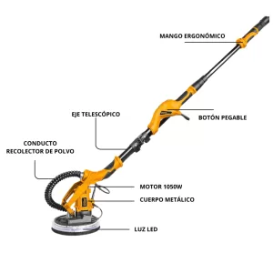 LIJADORA DE PARED Y TECHO 1050W INGCO FINO ACABADO