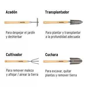 Juego de 4 herramientas para jardín, mango 12-1/4", 15040