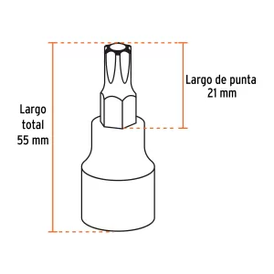 Juego de 7 dados cuadro 1/2" punta torx, estuche metálico
