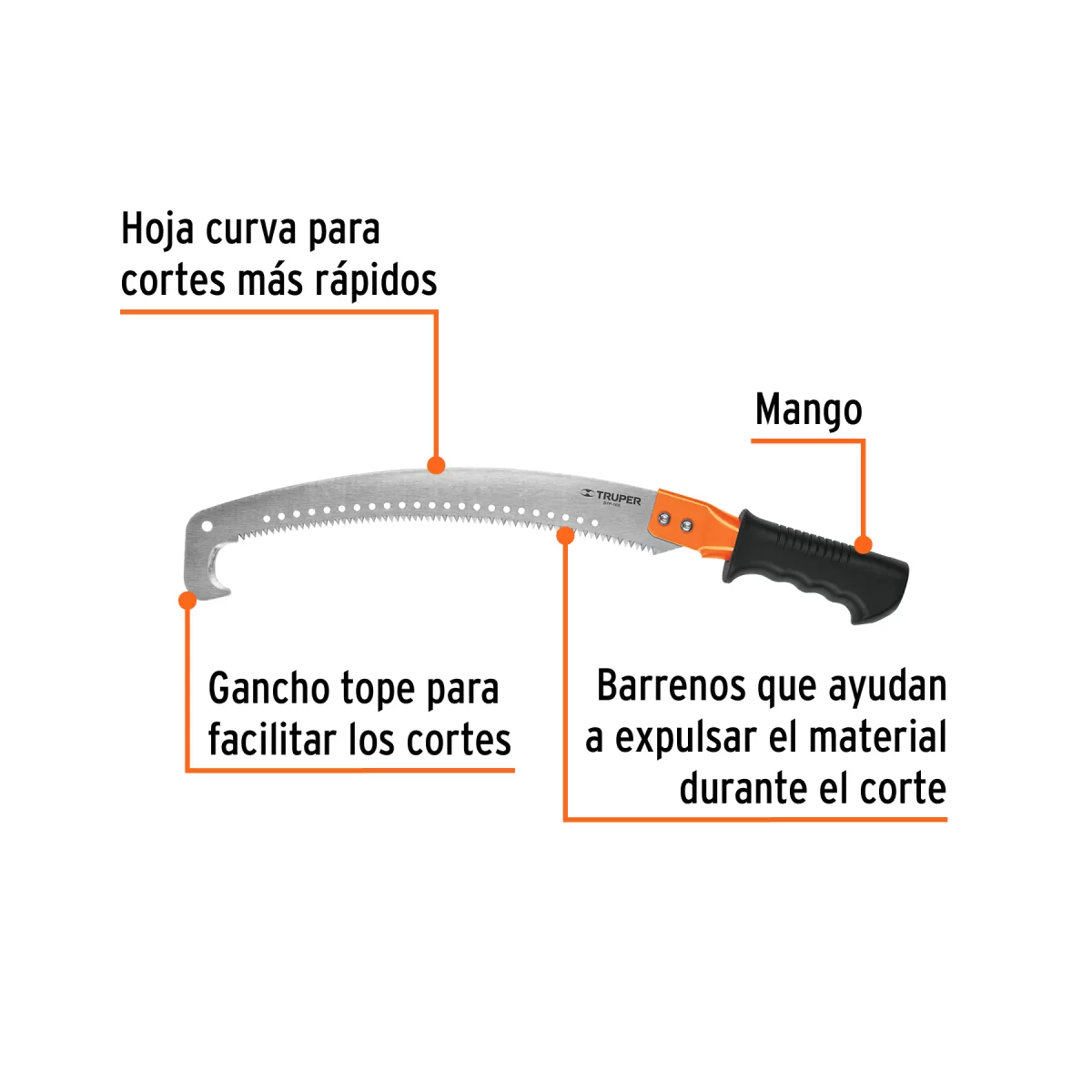 Serrucho de poda 14" c/gancho,curvo,5 DPP,mango Comfort Grip - Imagen 2